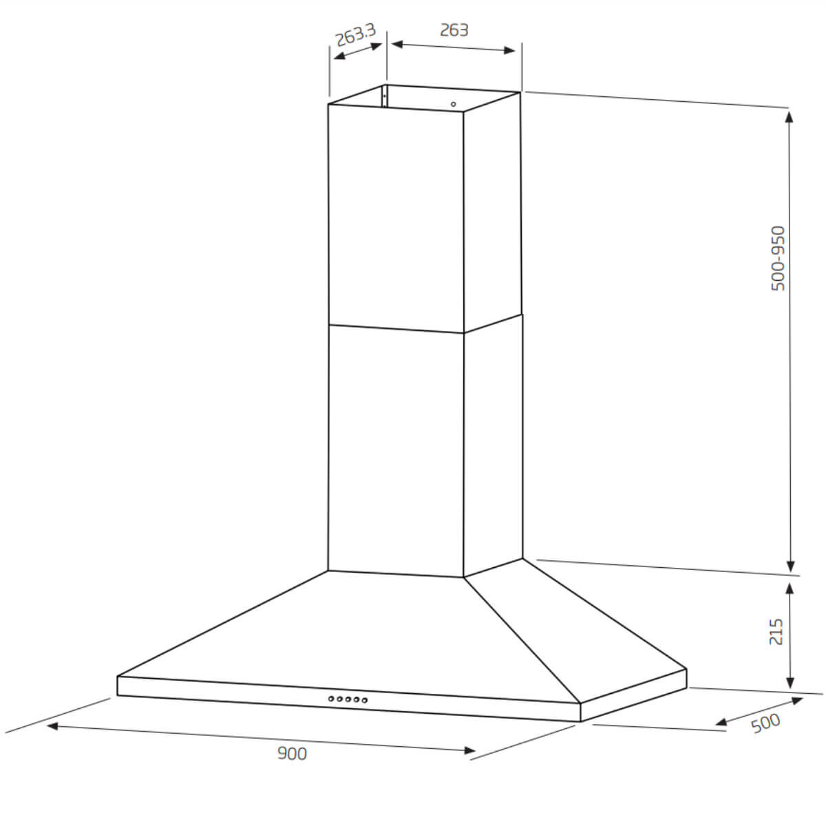 Canopy Rangehood 90cm Schweigen non silent TRI-900 - Image 4